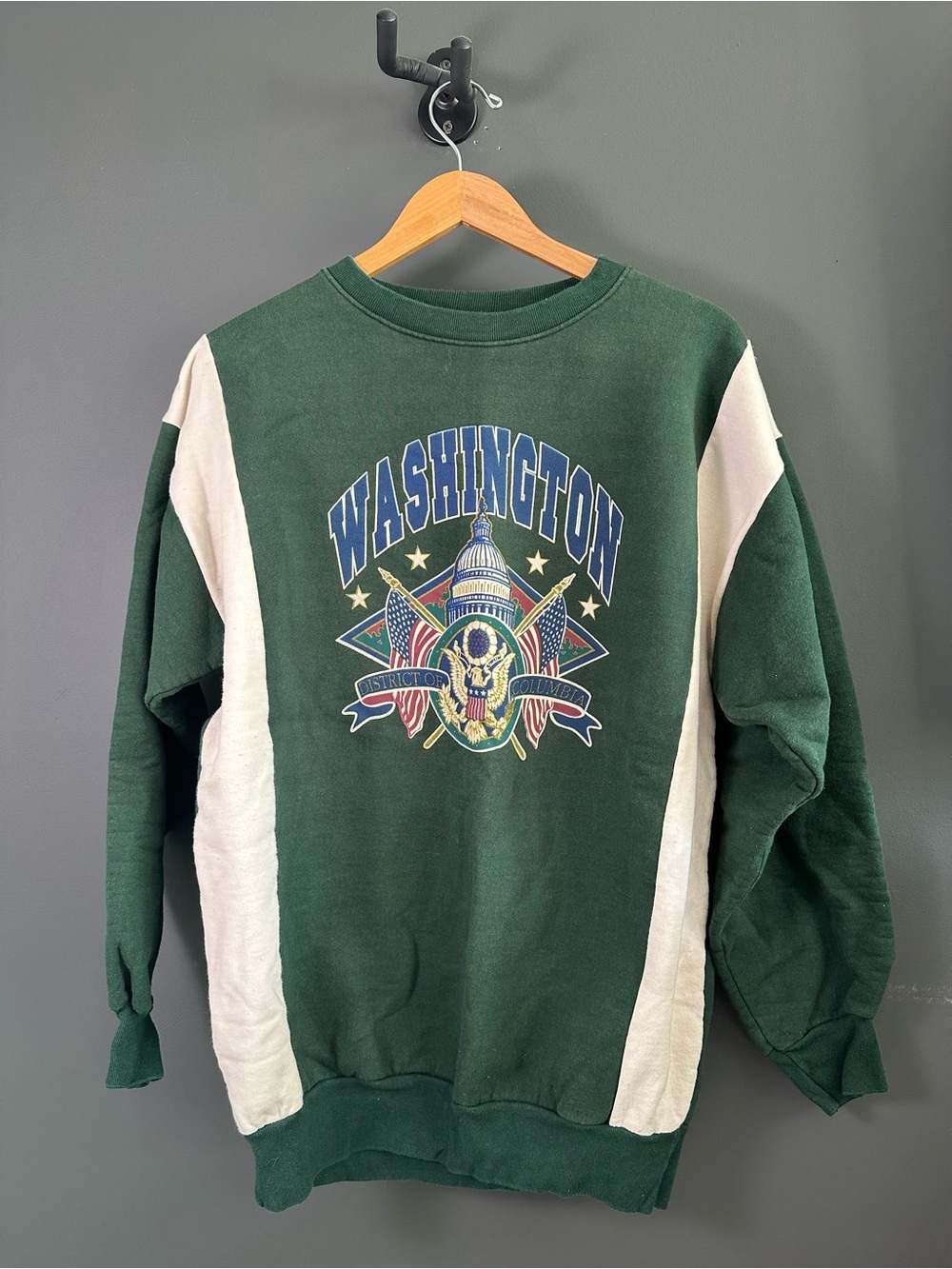 American Vintage Washington Crewneck Sweater - Dark Green & Cream